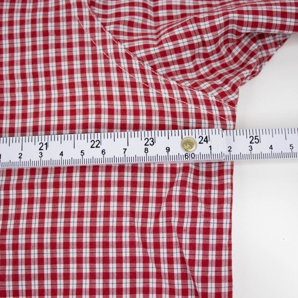 Chaps Easy Care Mens SIZE Large Shirt Red Short Sleeve Gingham Plaid - Picture 4 of 8